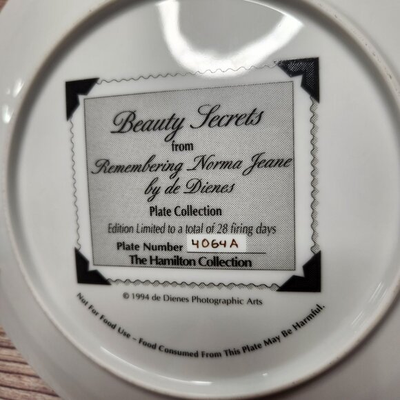 Marilyn Monroe Beauty Secrets Collector Plate by Delphi Bradbury 1994 - Picture 6 of 7